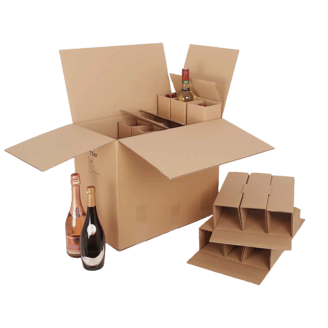 15er Flaschenversandkarton - 0,75 - 1 L - mit Gefache -