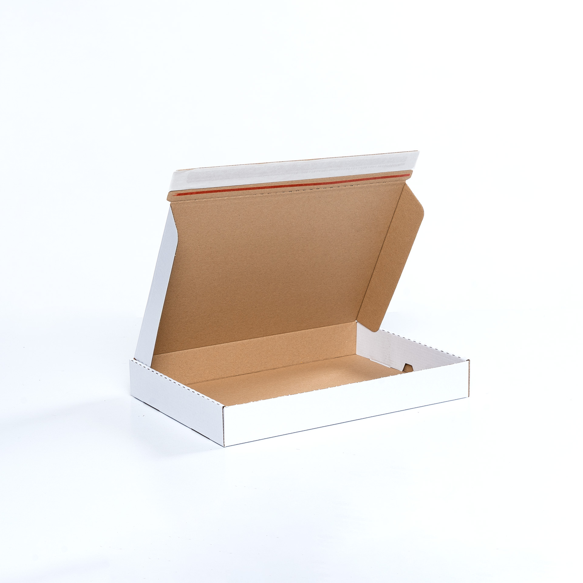Versandschachtel Weiss Maxibrief 350x250x50mm halb geöffnet