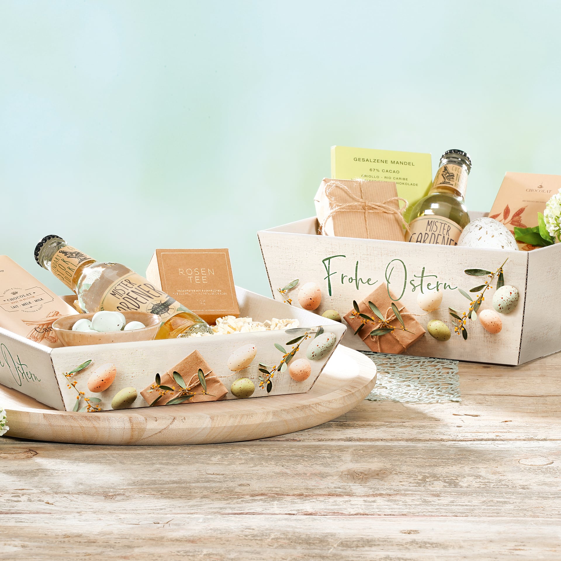 Präsentkorb viereckig - Frohe Ostern - klein