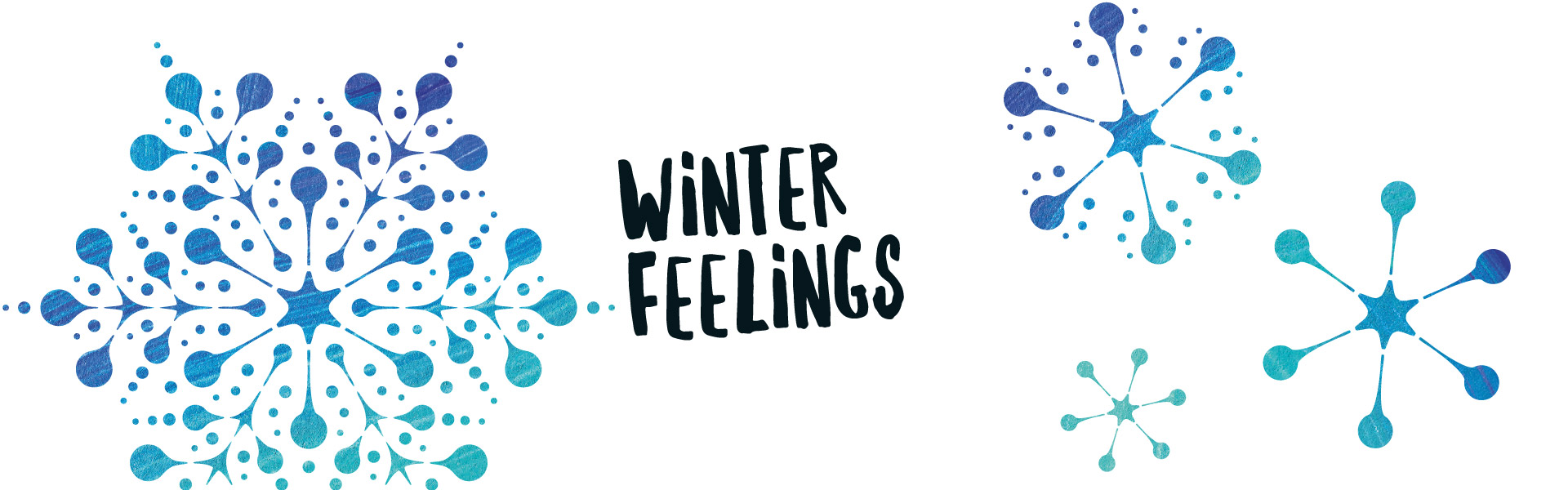 Schriftzug "Winter Feelings" mit Schneeflocken Dekoration