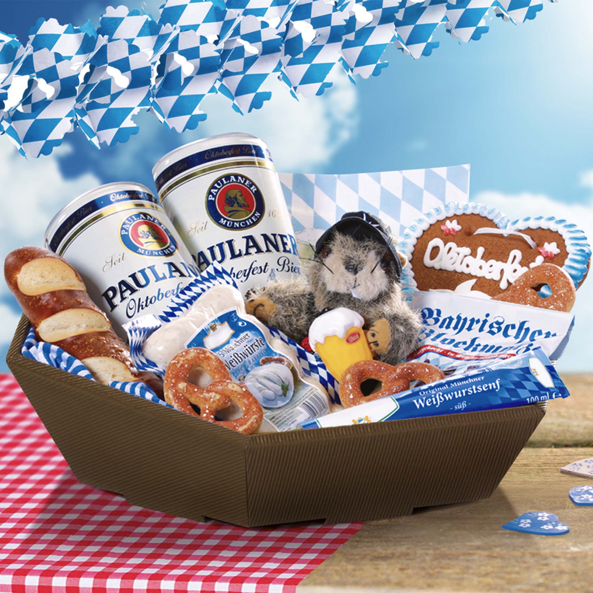 Präsentkorb sechseckig - Braun - klein: Ø 265 mm