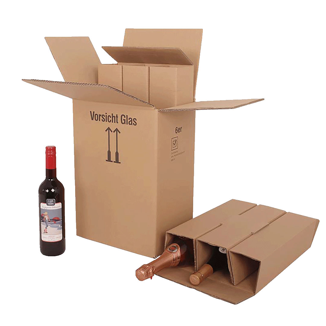 6er Flaschenversandkarton - 0,75 - 1 L - mit Gefache -