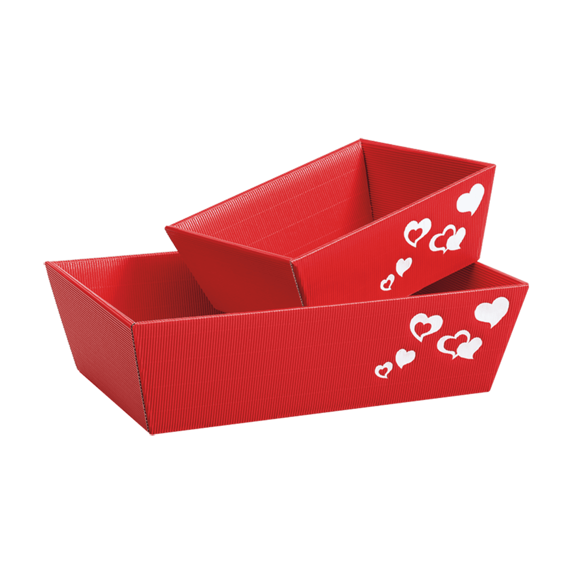 Präsentkorb viereckig - Herz Rot - klein