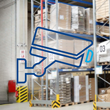 Icon mit Kamera und Lager im Hintergrund