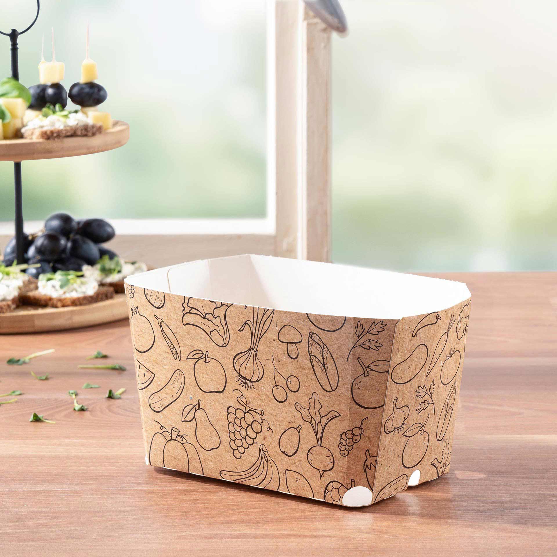 Eine Universalschale aus Vollpappe ungefüllt