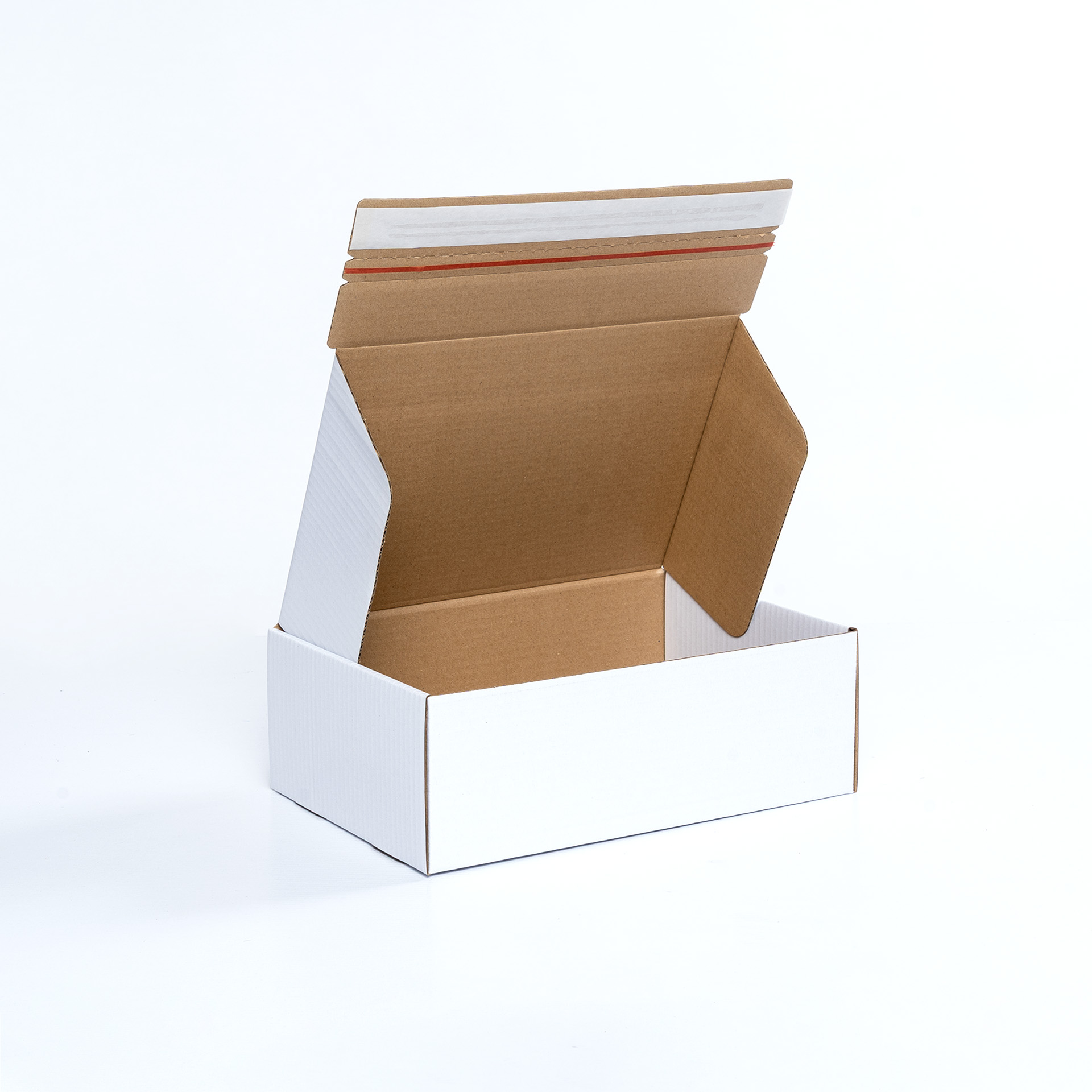 Versandschachtel Weiss Paperware 325x230x115mm halb geöffnet