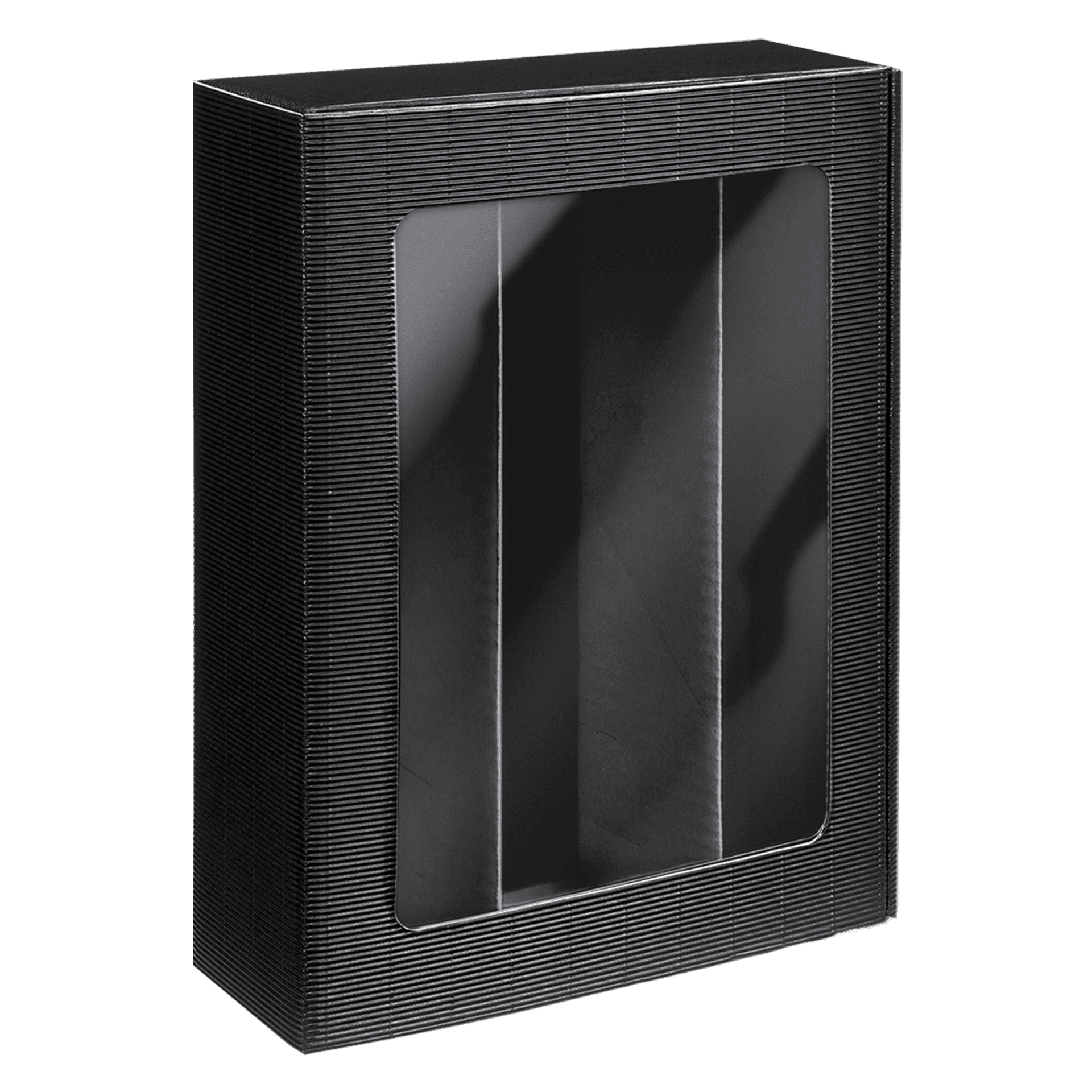 Präsentkarton mit Sichtfenster - Passepartout Schwarz - 3 x 0,75 l