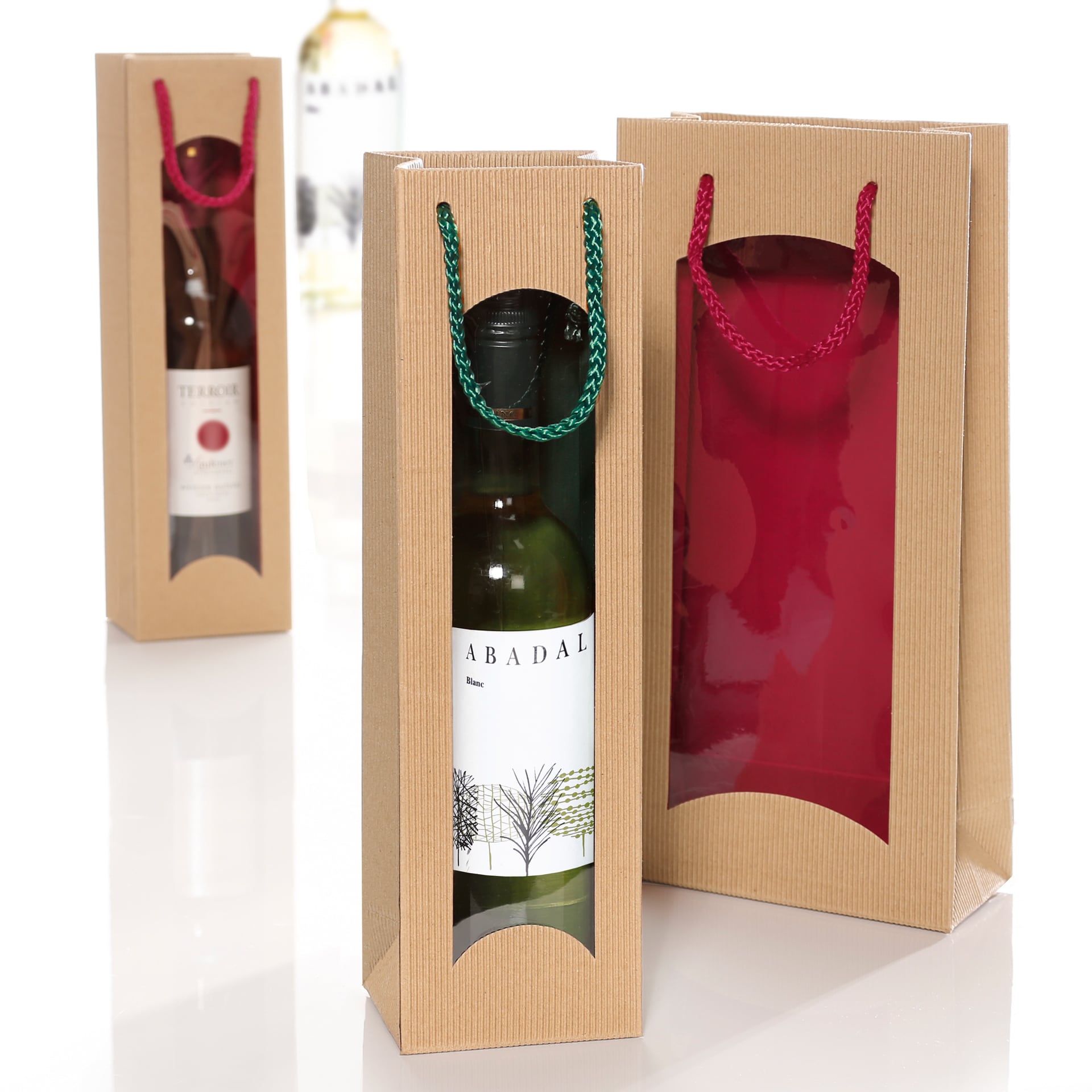 Geschenktüte - Natura/Bordeaux - 1 x 0,75 l / 1,0 l