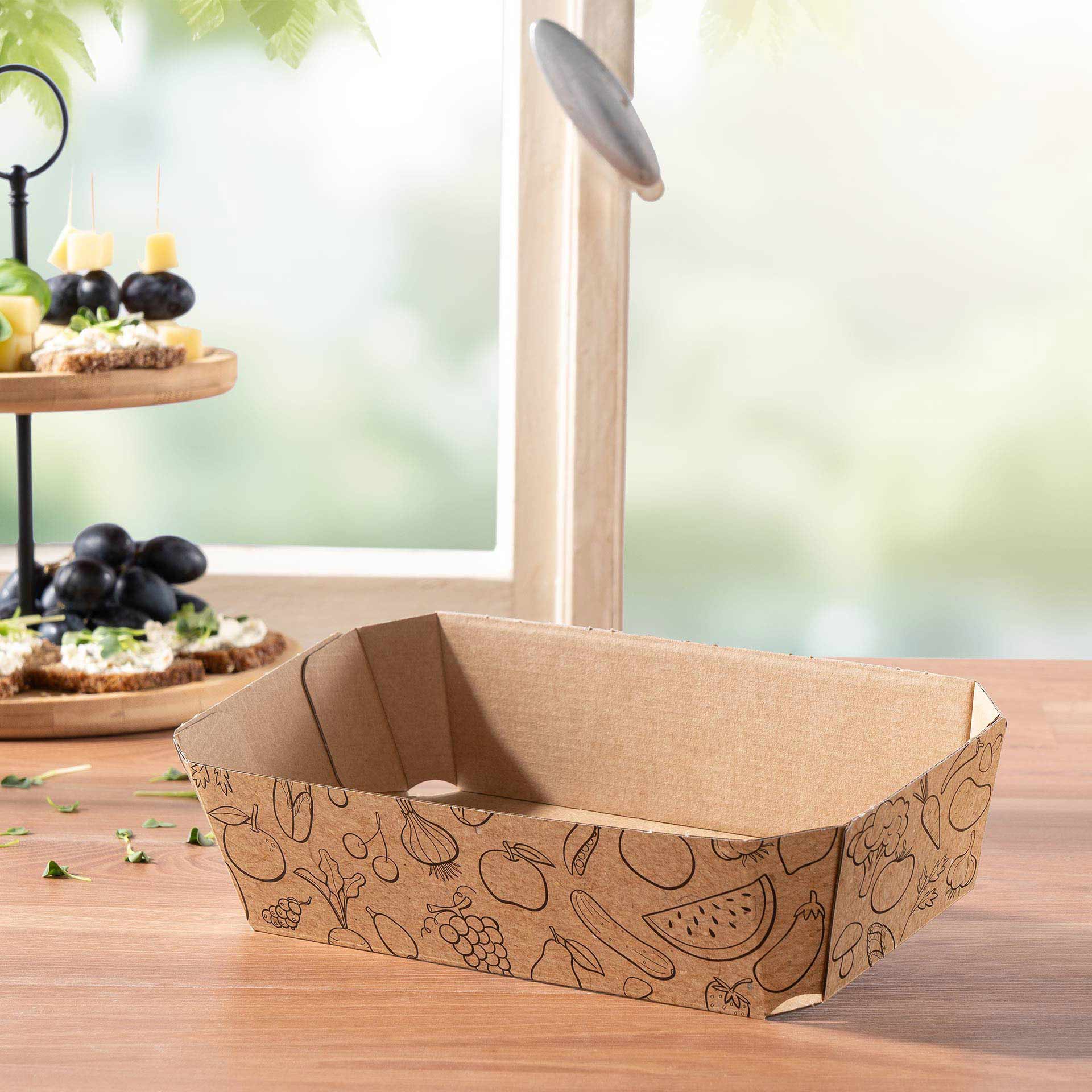 Suppengemüse Schale aus Wellpappe ungefüllt.