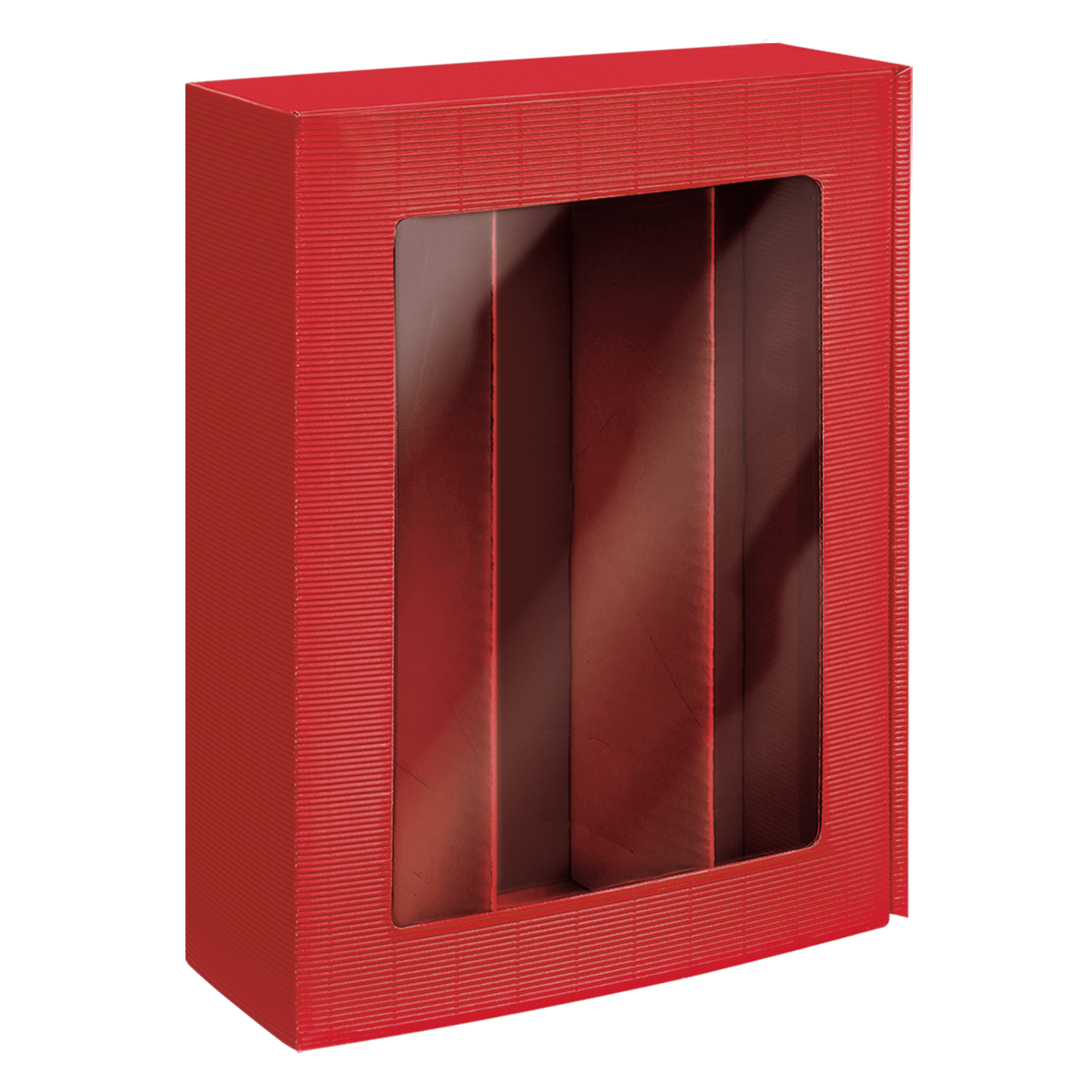 Präsentkarton mit Sichtfenster - Passepartout Rot - 3 x 0,75 l