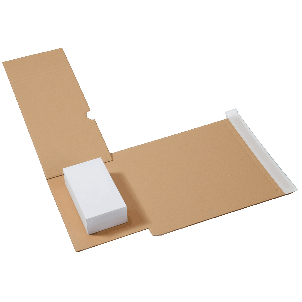 Buchverpackung Extrasafe geöffnet mit Produkt innenliegend