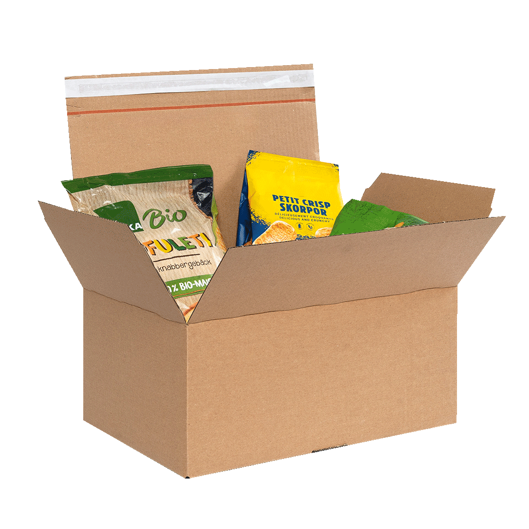 Blitzkarton braun 380x280x175mm Produkt mit Inhalt