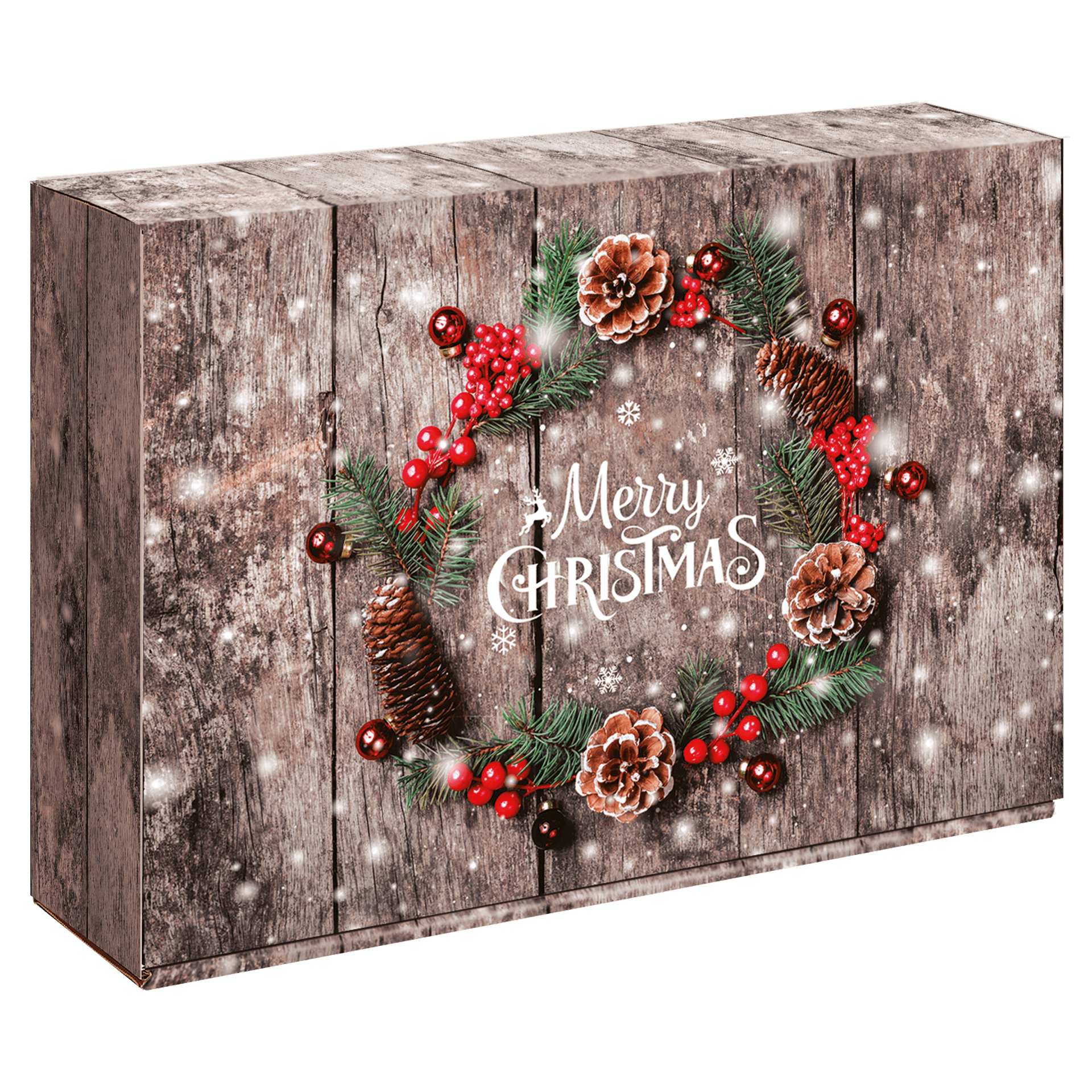 Präsentkarton - Weihnachtskranz - 3 x 0,75 l