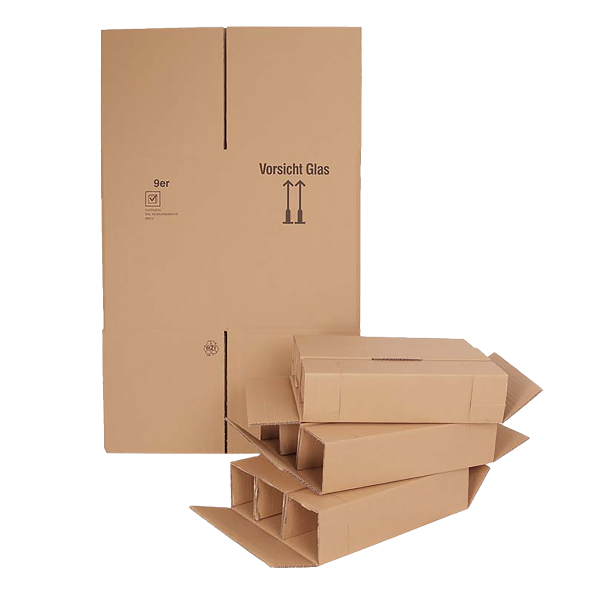 9er Flaschenversandkarton - 0,75 - 1 L - mit Gefache -
