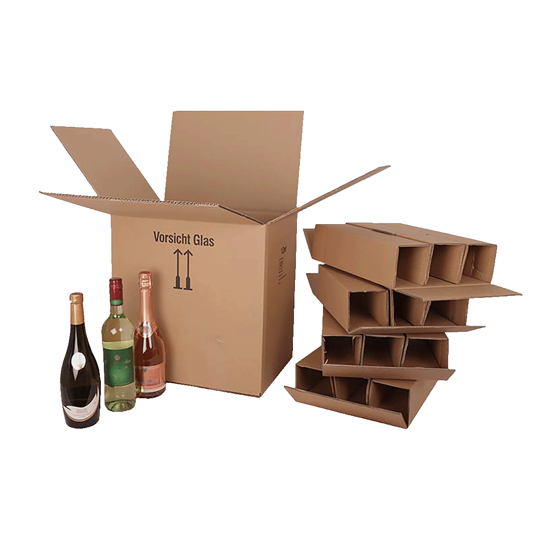 12er Flaschenversandkarton - 0,75 - 1 L  - mit Gefache -