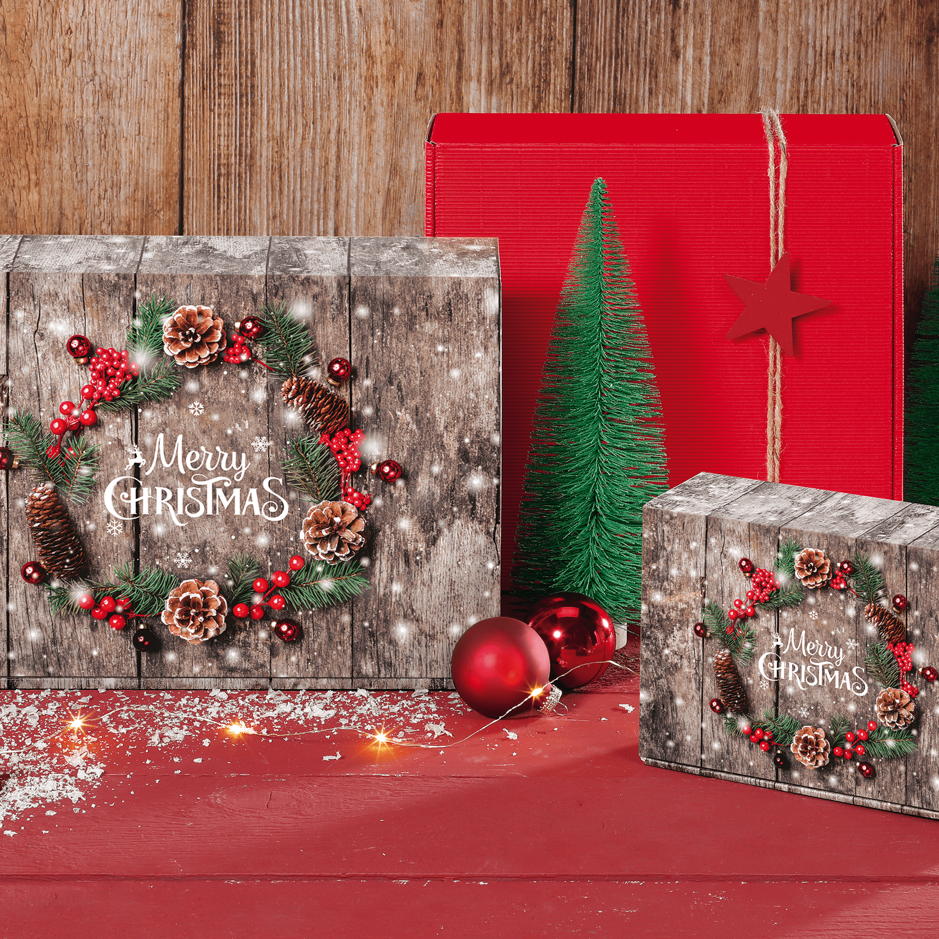 Geschenkbox - Weihnachtskranz - klein