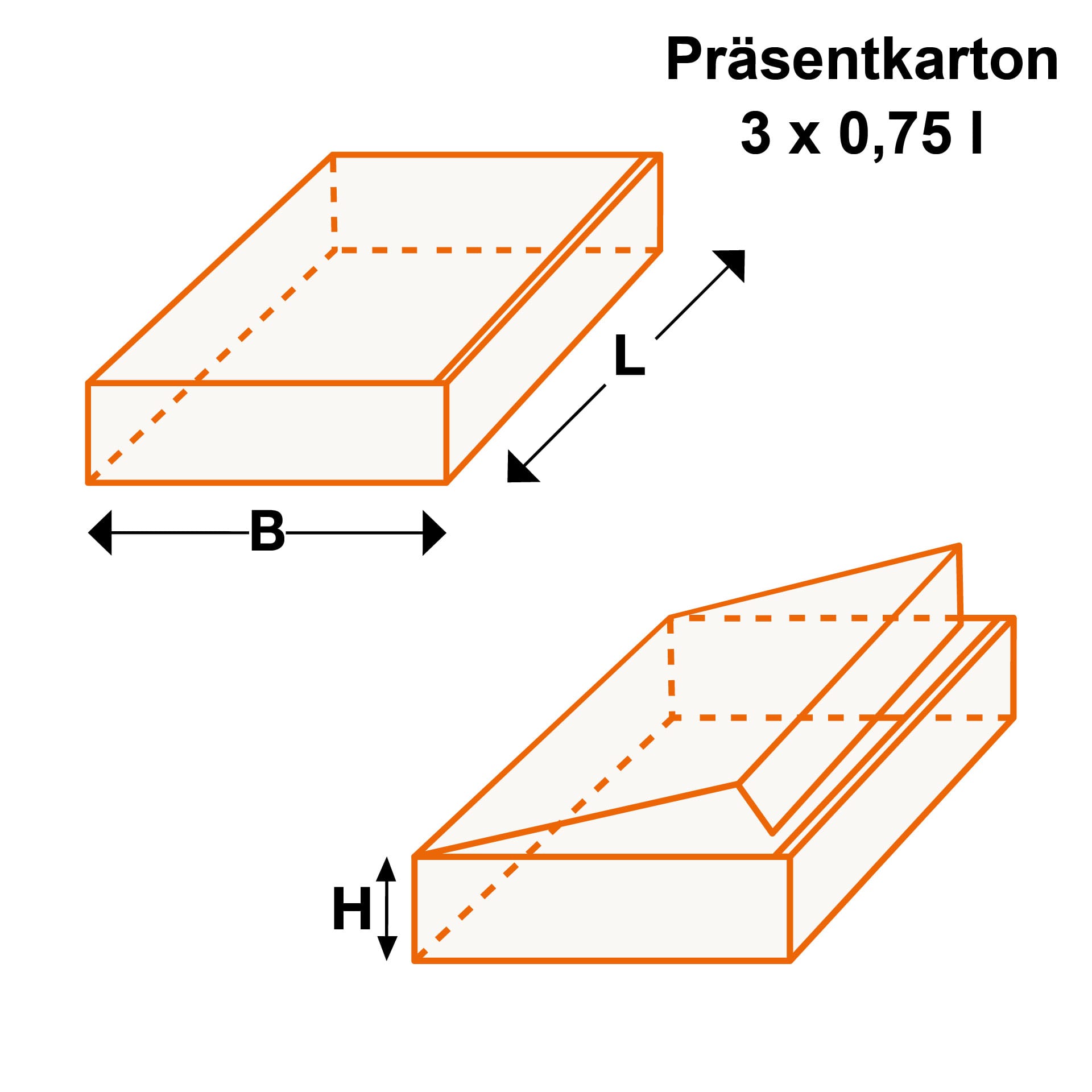 Präsentkarton - Anthrazit - 3 x 0,75 l