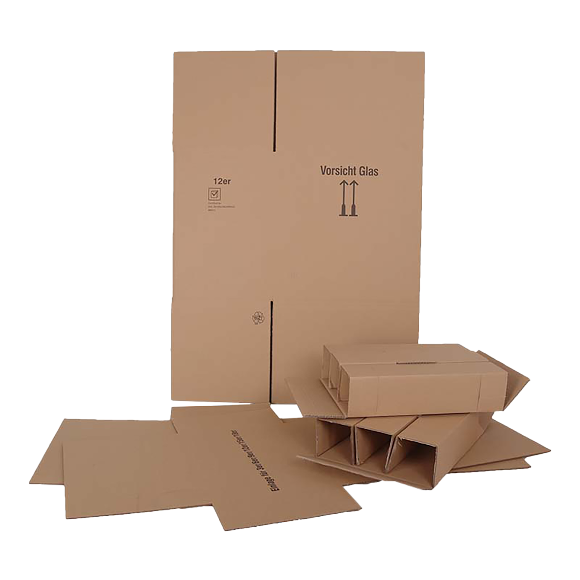 12er Flaschenversandkarton - 0,75 - 1 L  - mit Gefache -