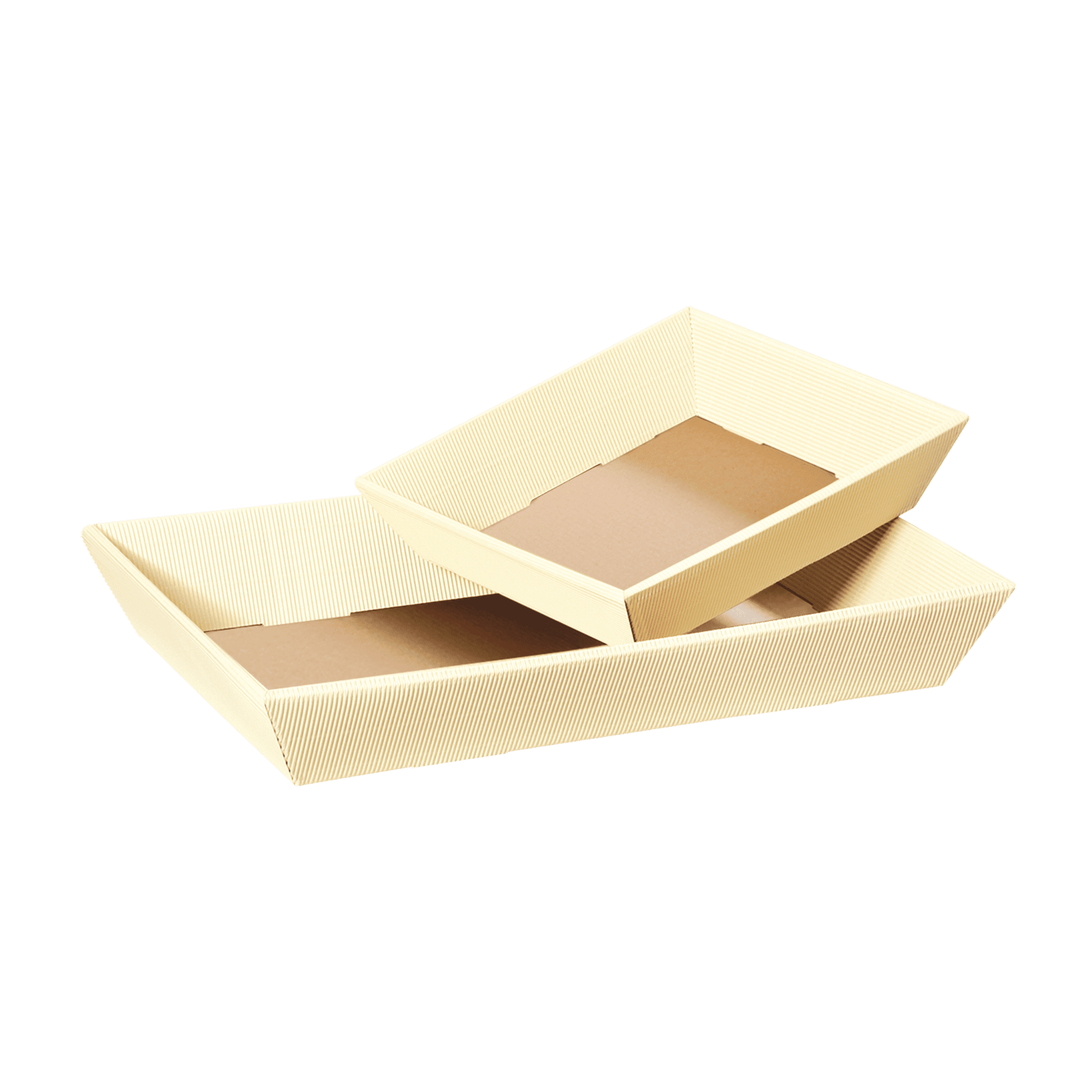 Präsentkorb viereckig flach - Creme - klein