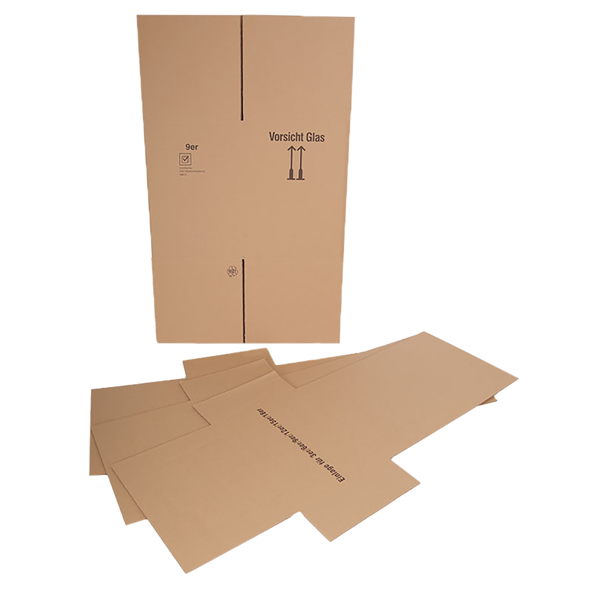 9er Flaschenversandkarton - 0,75 - 1 L - mit Gefache -