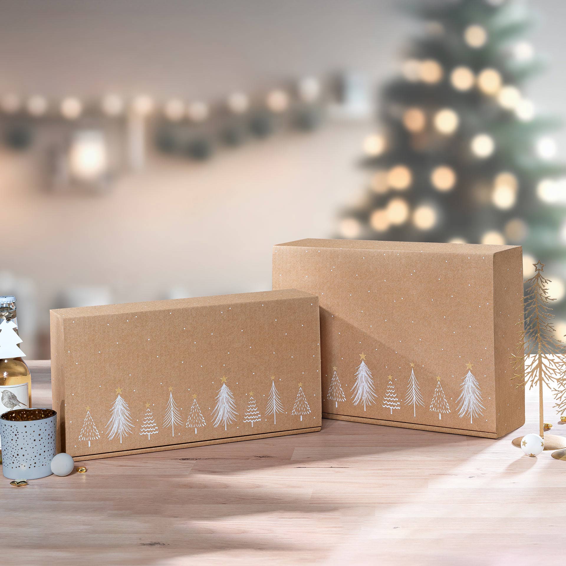 Präsentkarton - Modern Christmas Natura - 3 x 0,75 l