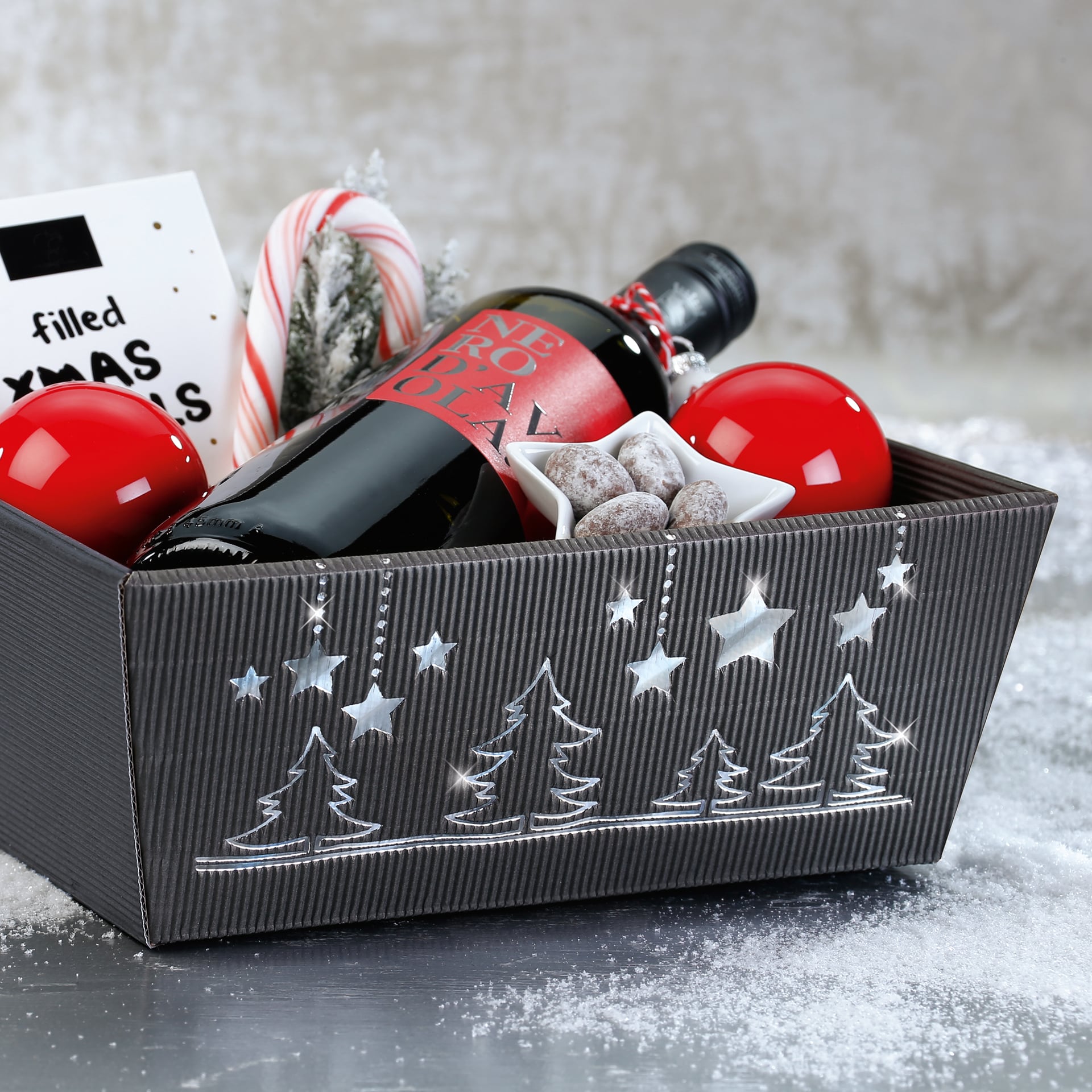 Präsentkorb viereckig - Weihnachtsglanz - groß