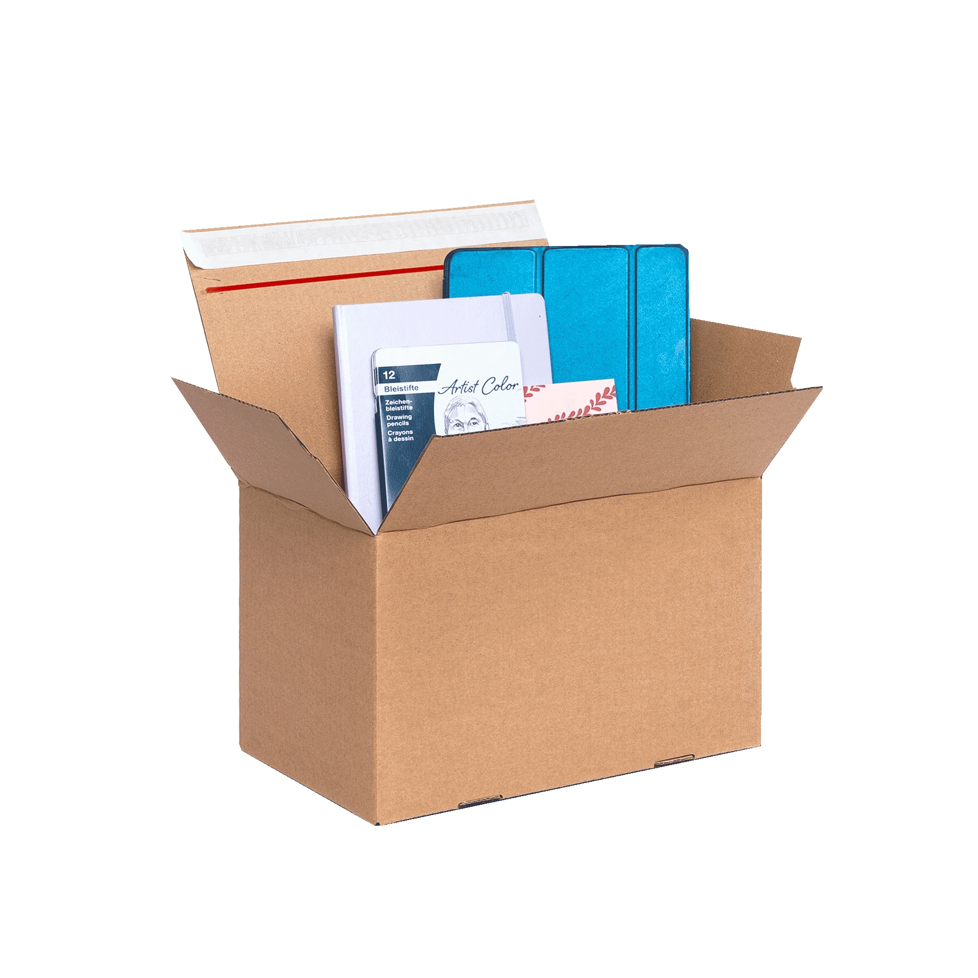 Blitzkarton braun 285x190x180mm Produkt mit Inhalt