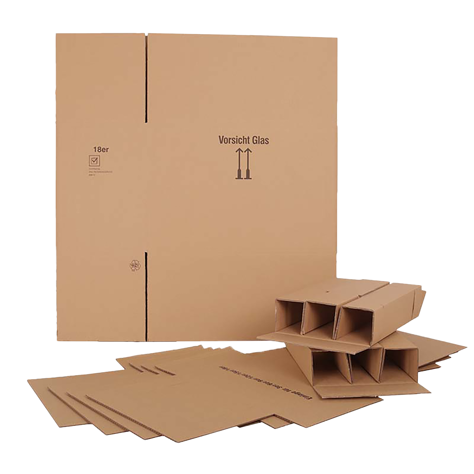 18er Flaschenversandkarton - 0,75 - 1 L - mit Gefache -