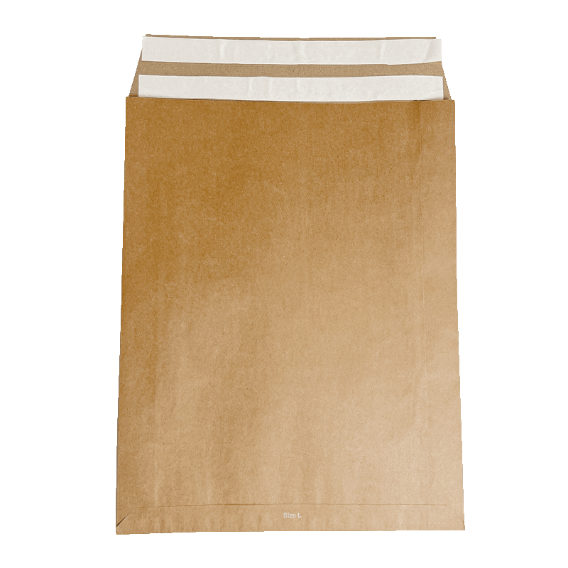 Versandtasche aus Papier L in der Draufsicht Rückseite