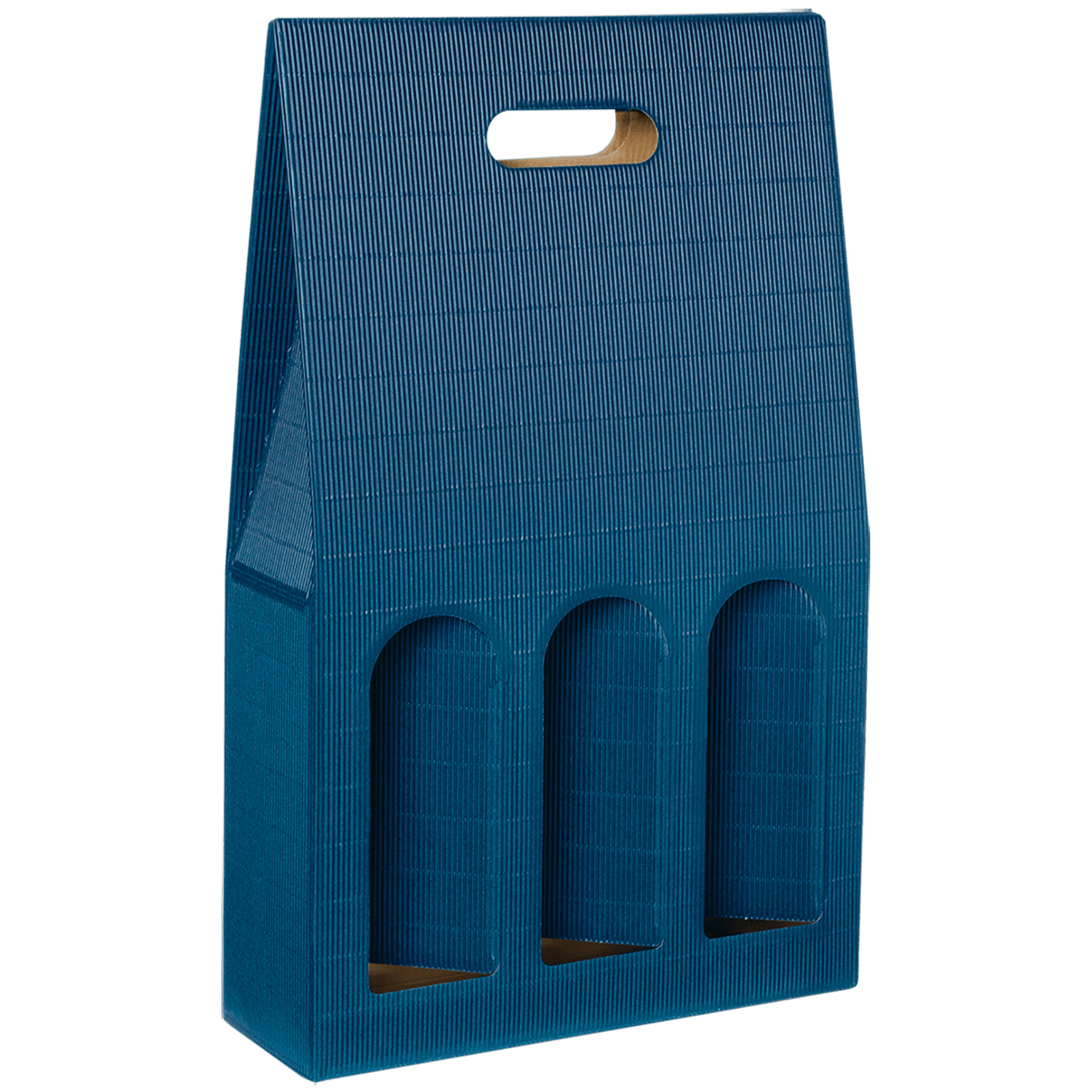 Tragekarton mit Sichtfenster - Saphirblau - 3 x 0,75 l / 1,0 l