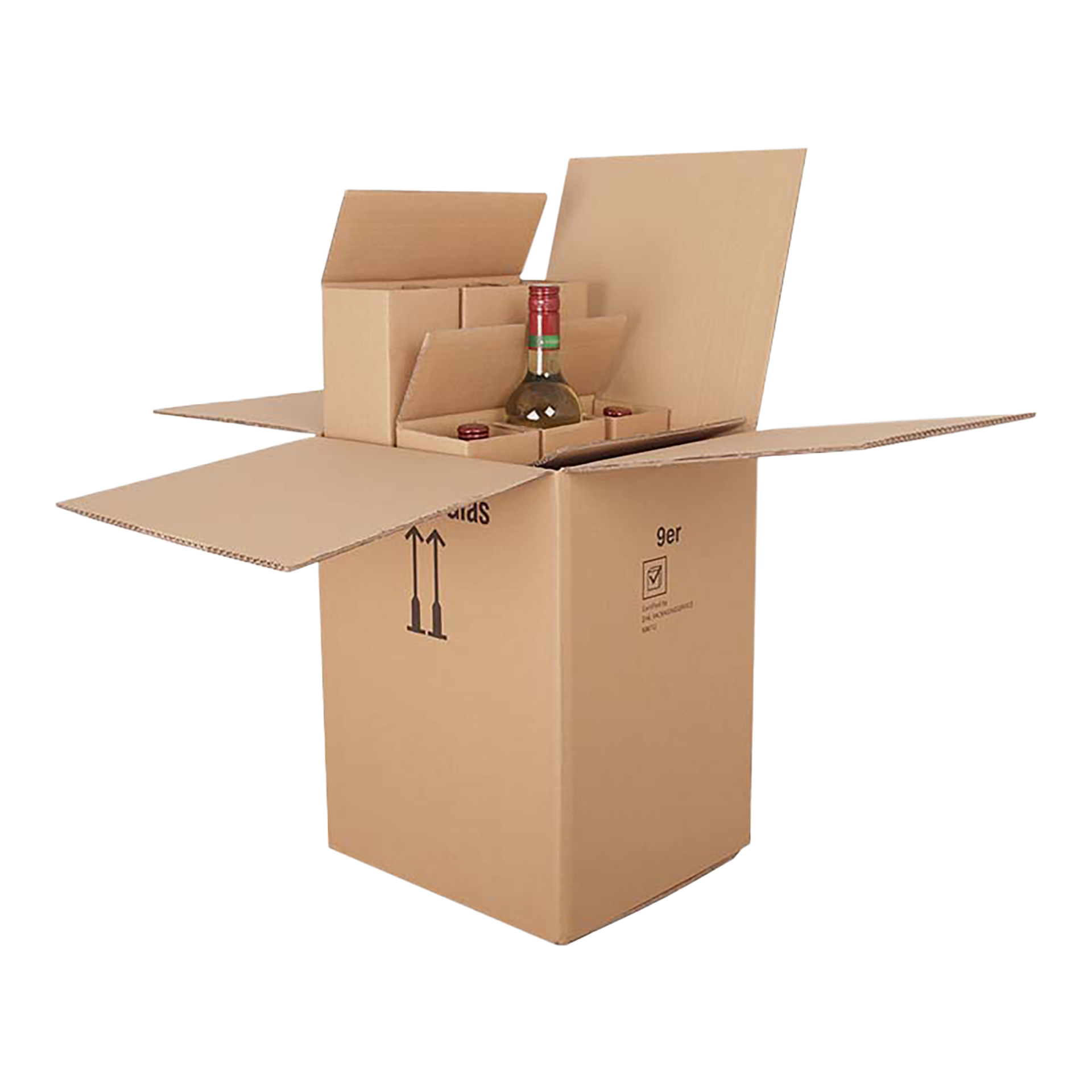 9er Flaschenversandkarton - 0,75 - 1 L - mit Gefache -