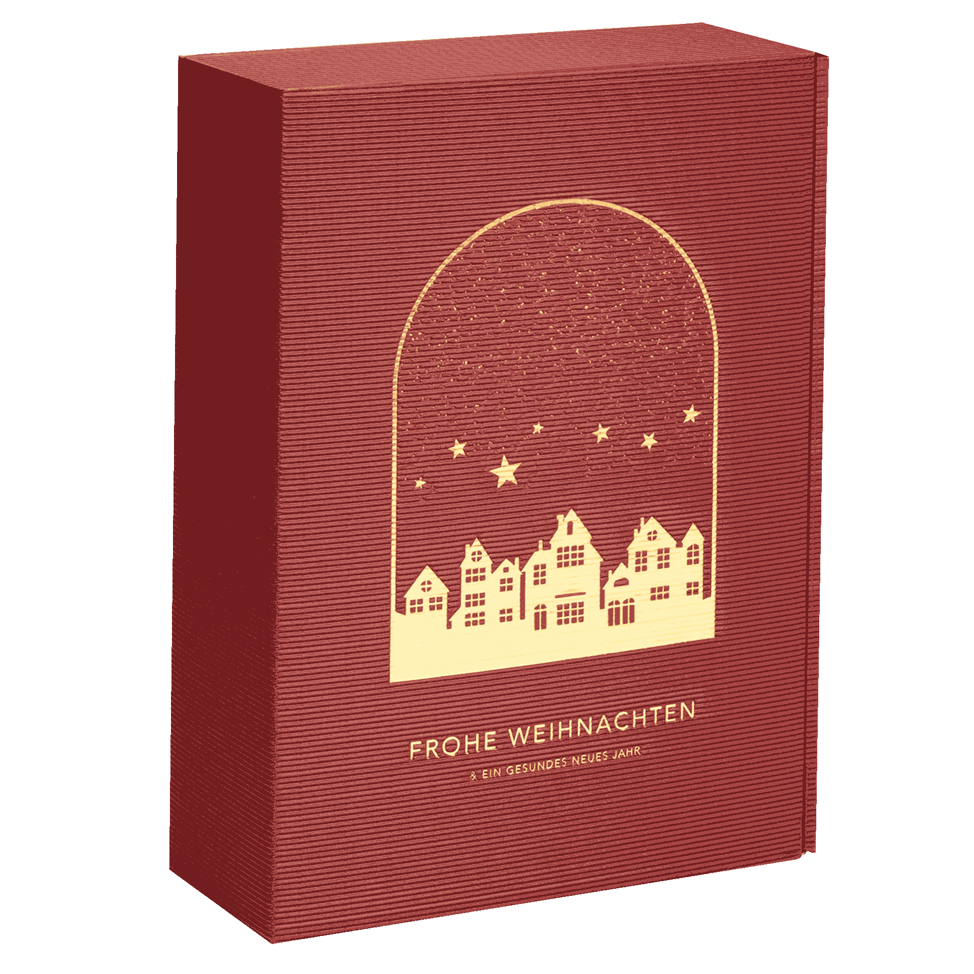 Präsentkarton 3er offene Welle Motiv Winterleuchten Schneekugel