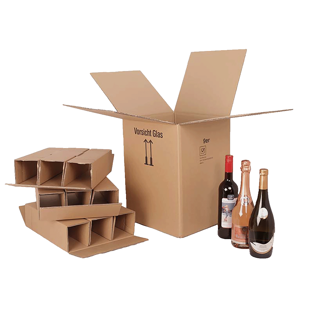 9er Flaschenversandkarton - 0,75 - 1 L - mit Gefache -