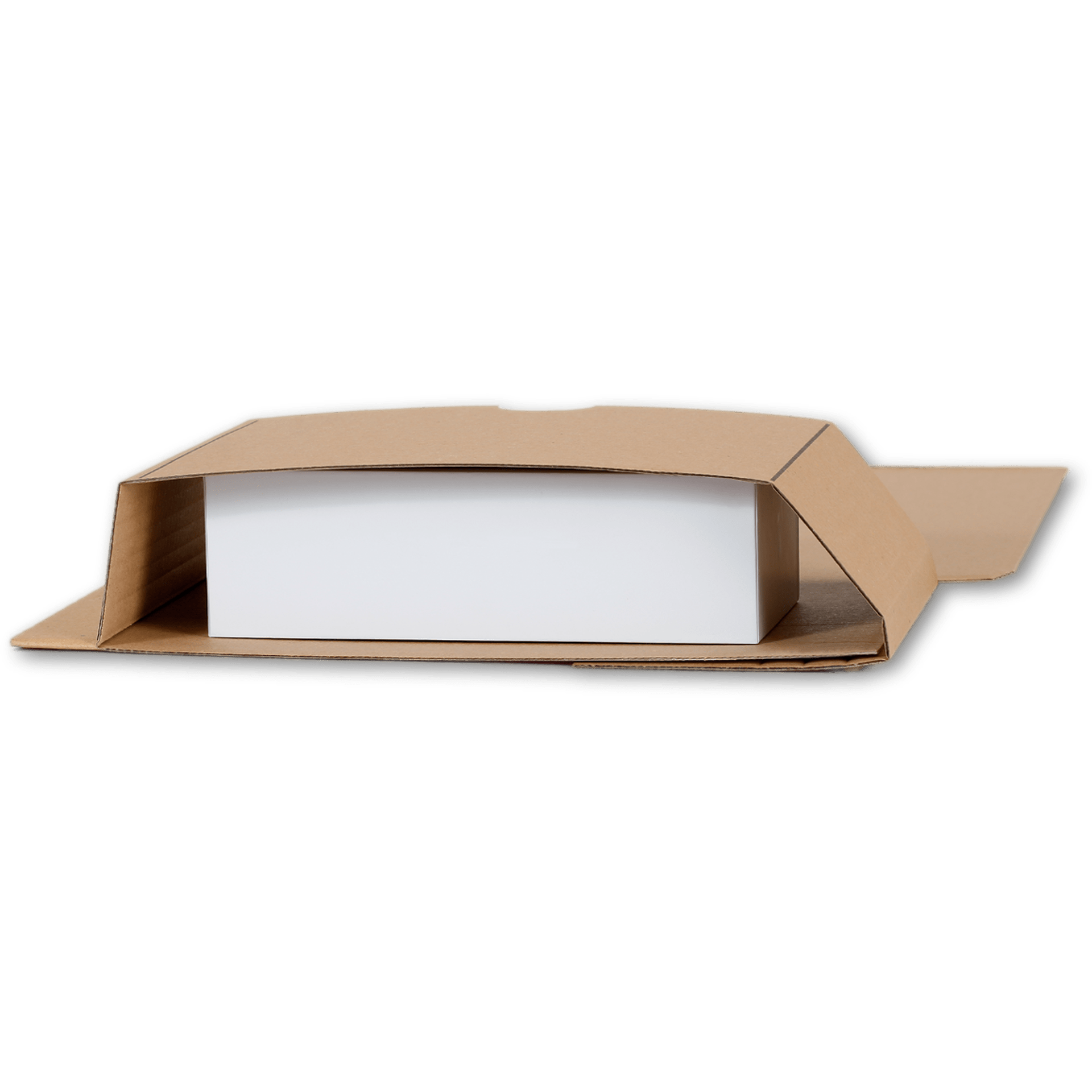 Buchverpackung Extrasafe Seitenansicht mit eingeschlagenen Produkt