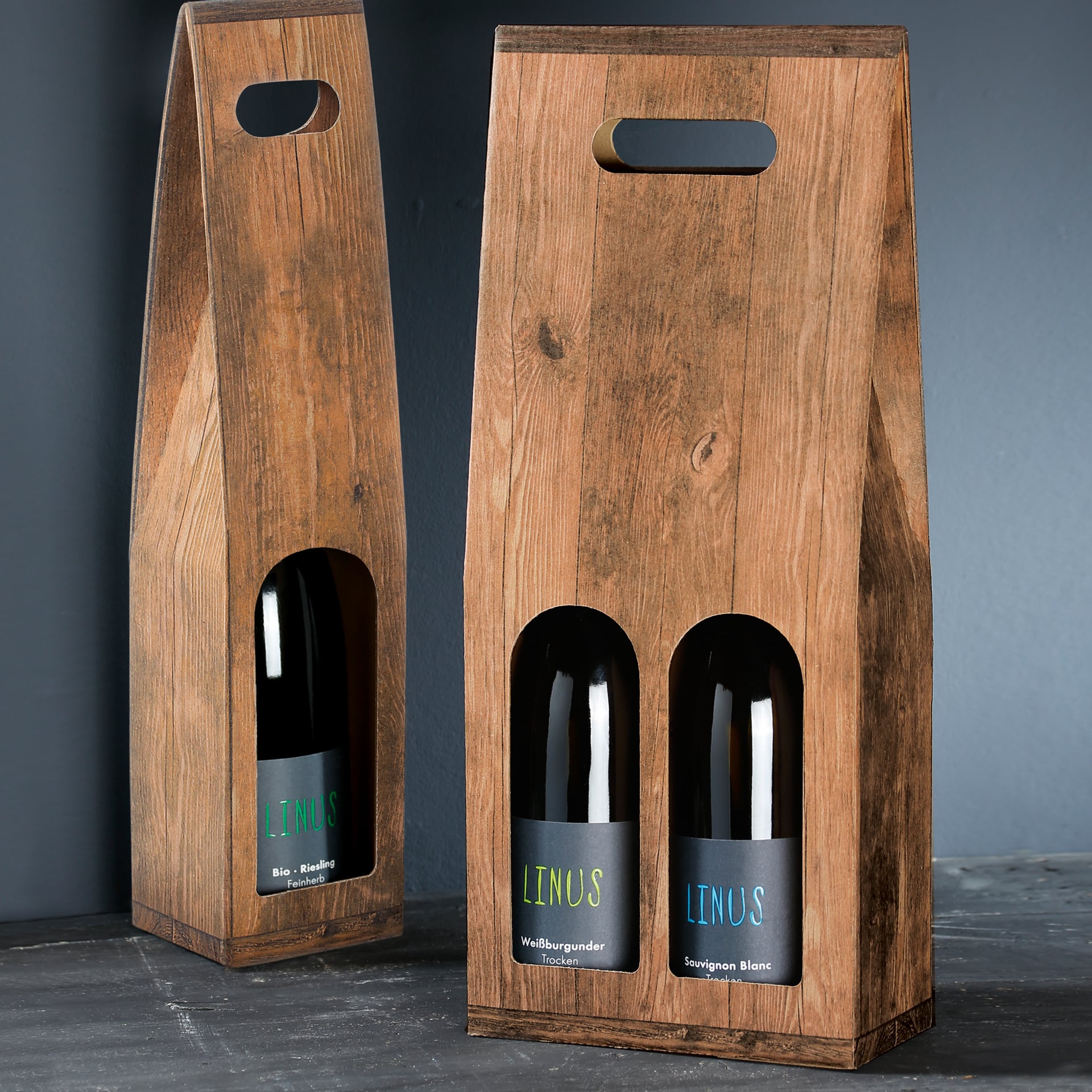 Tragekarton mit Sichtfenster - Vintage - 1 x 0,75 l / 1,0 l