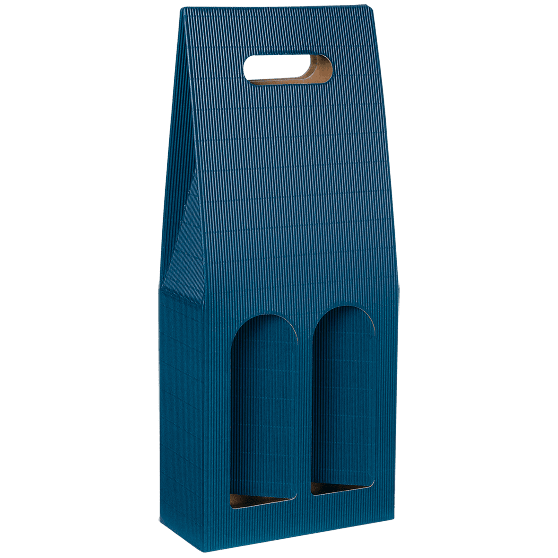 Tragekarton mit Sichtfenster - Saphirblau - 2 x 0,75 l / 1,0 l