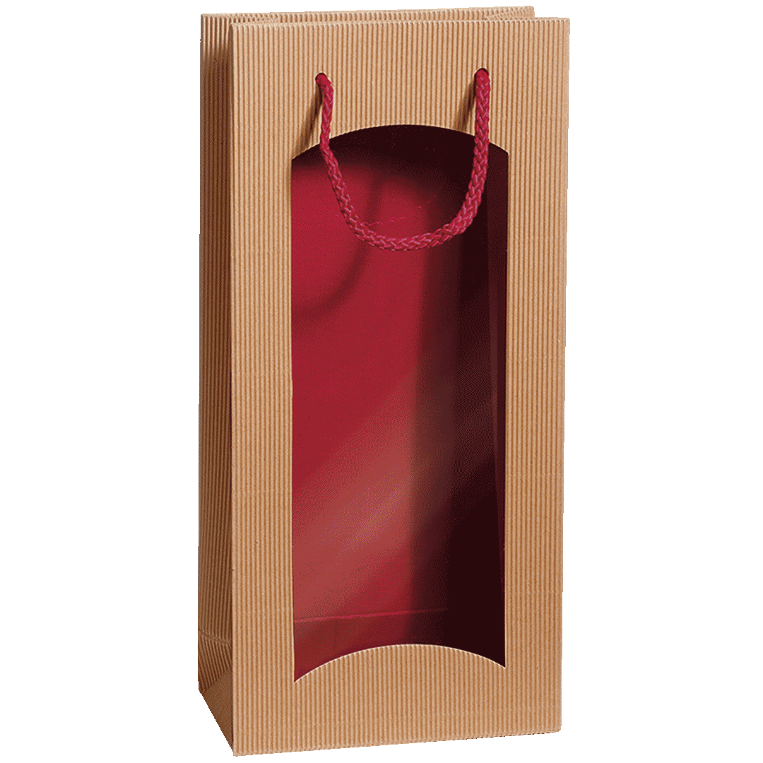 Geschenktüte - Natura/Bordeaux - 2 x 0,75 l / 1,0 l