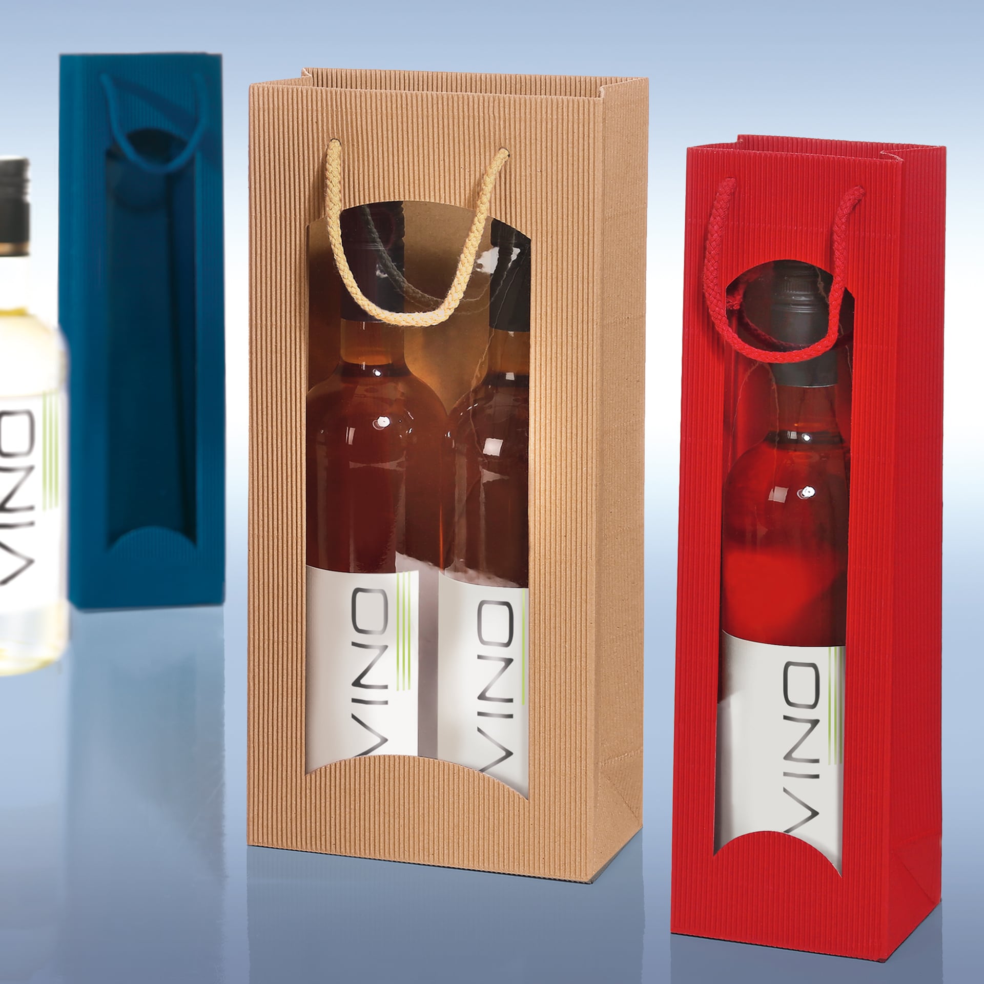 Geschenktüte - Saphirblau - 2 x 0,75 l / 1,0 l