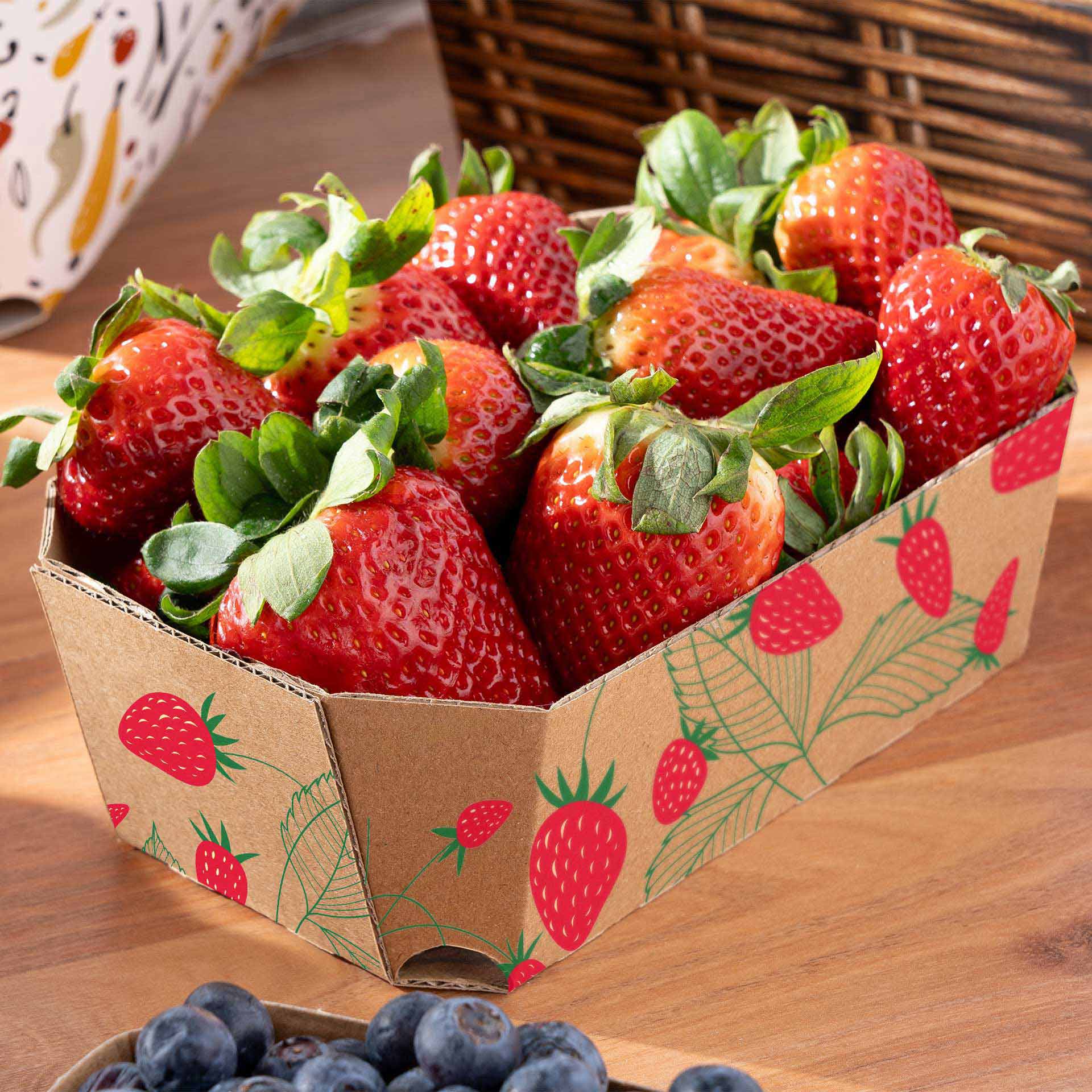 Beerenschale 500g gefüllt mit Erdbeeren von oben