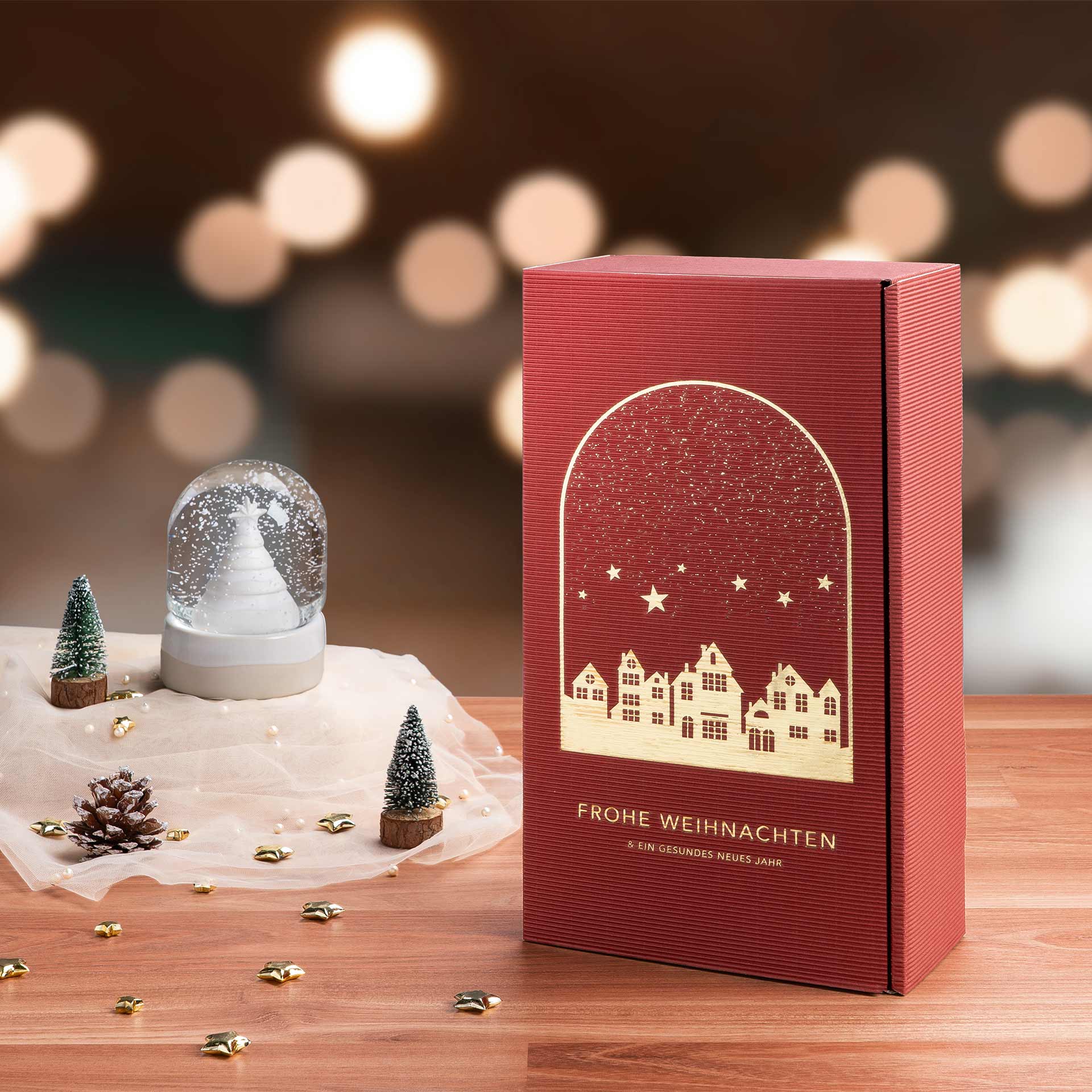 2er Präsentkarton mit Motiv Winterleuchten Schneekugel