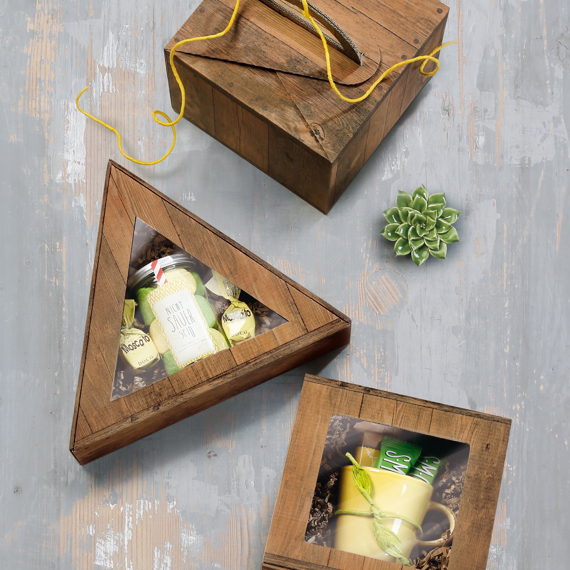 Geschenkbox mit Sichtfenster - Vintage - mittel