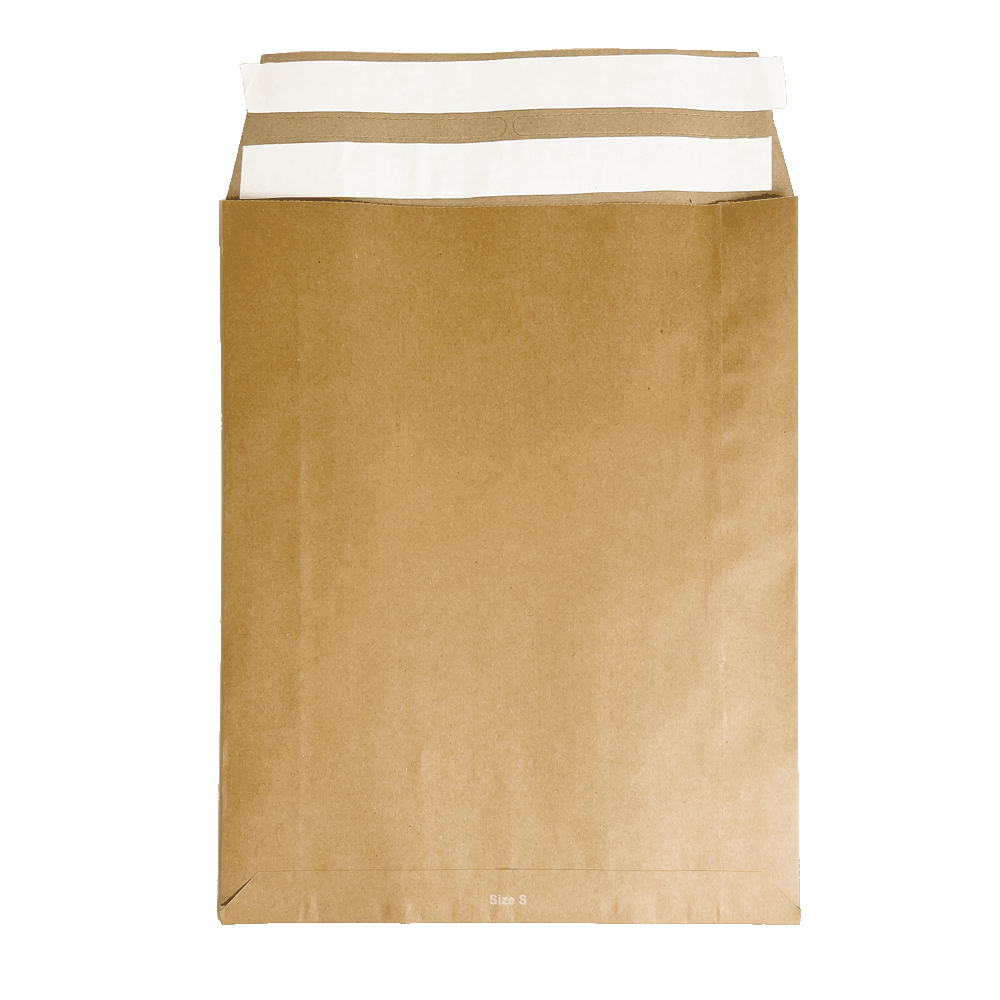 Versandtasche aus Papier S in der Draufsicht Rückseite