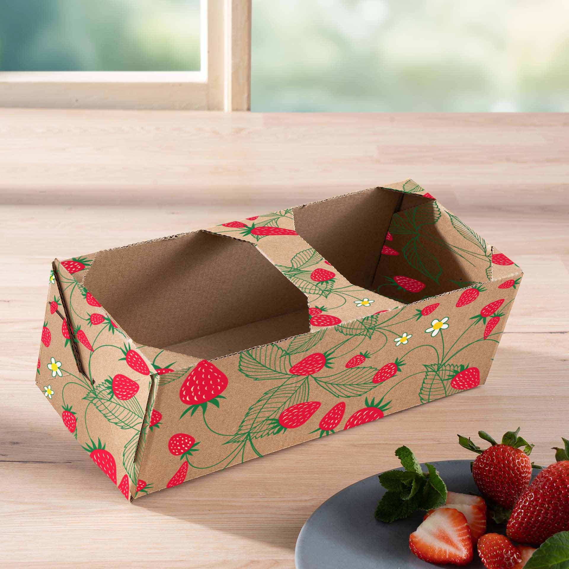 Obstkorb 1kg ungefüllt auf einem Tisch.
