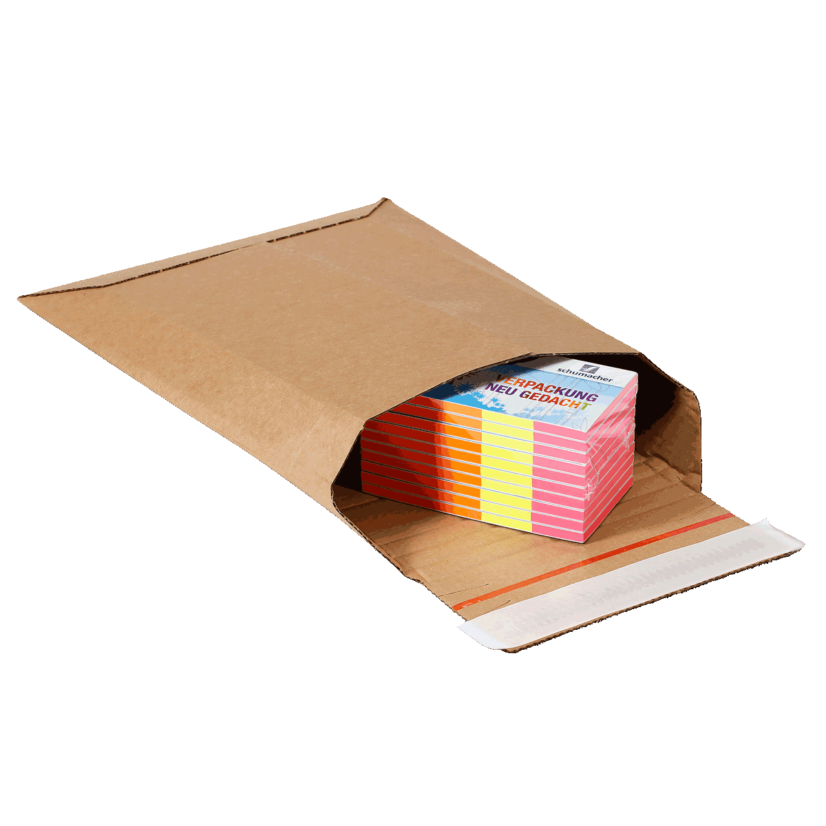 Versandtasche aus Wellpappe XS mit Notizblock